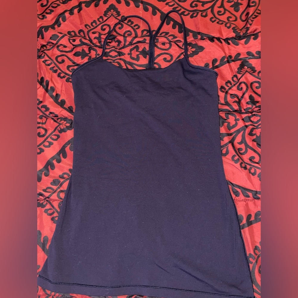 Lululemon Power Y Cami Tank Top Women's size 6 Solid Navy Blue